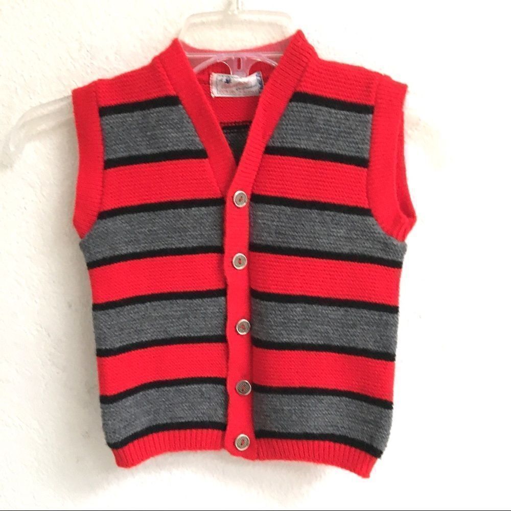 Vintage striped button up knit vest M/L*